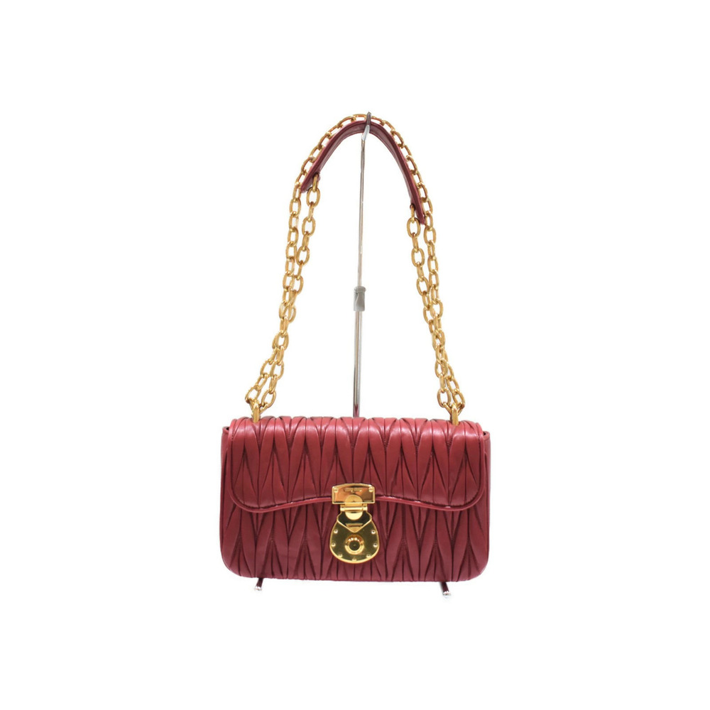 Miu MIu Chain Shoulder Bag Red Leather Crossbody Handbag